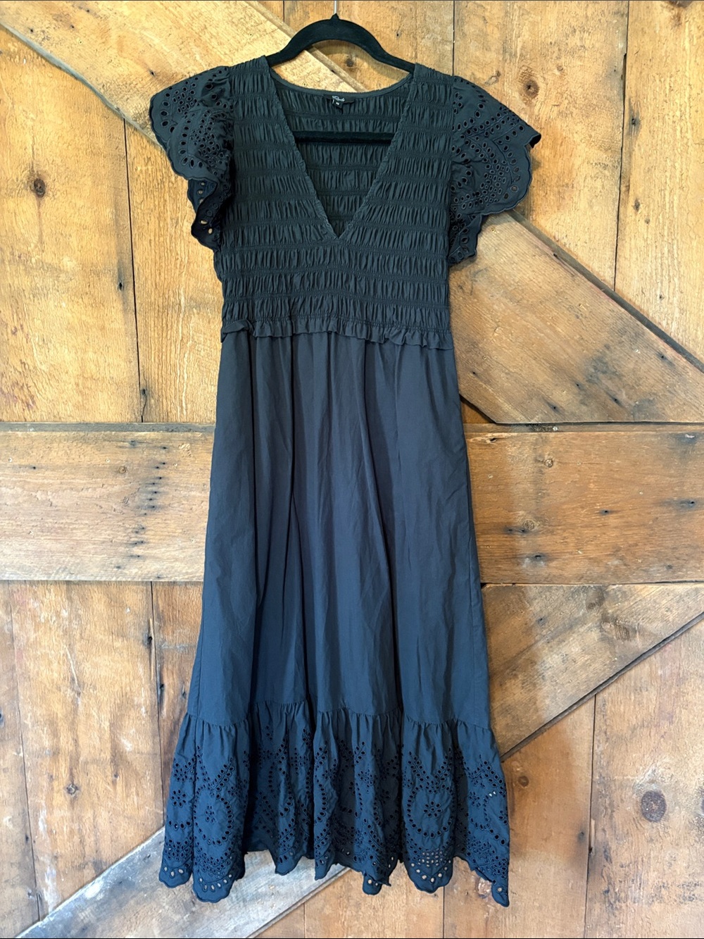 Rails Black Eyelet Maxi Dress with Smocked Bodice